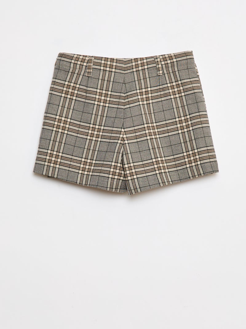 Jupe-short à carreaux Gris - Kiabi