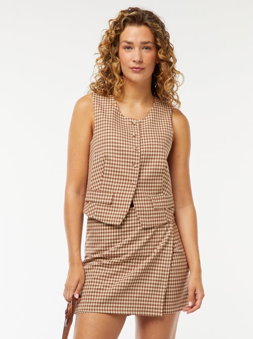 Jupe short à carreaux vichy - Kiabi