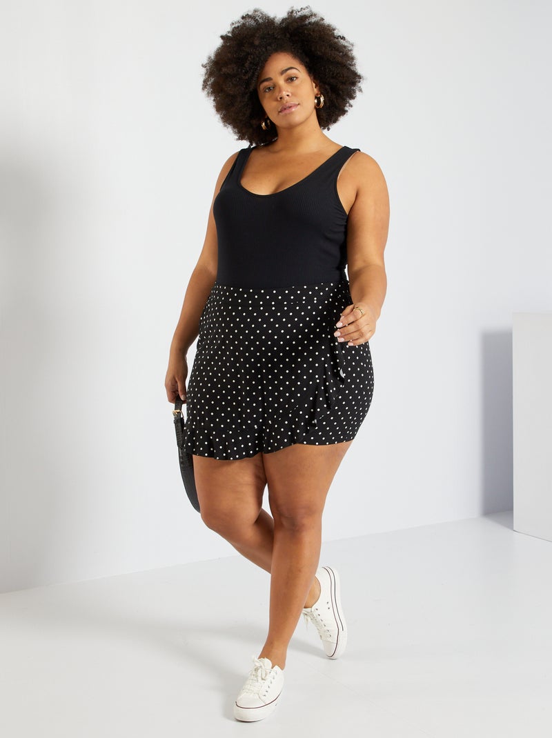 Jupe-short à pois noir - Kiabi