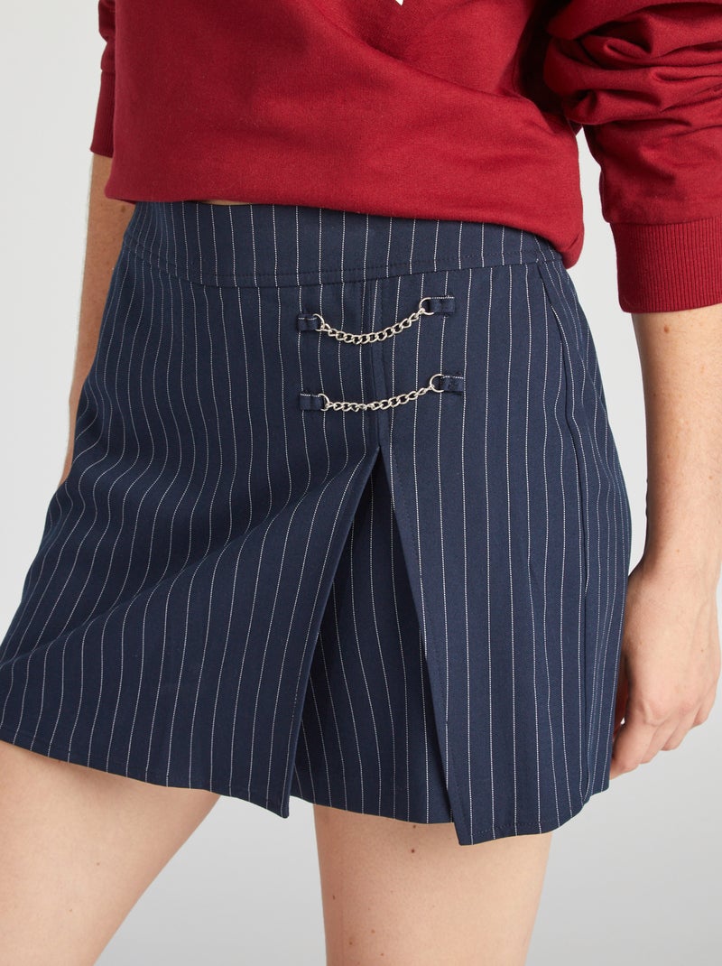 LBO - Short Chino A Rayures 0937 Bleu Clair Blanc