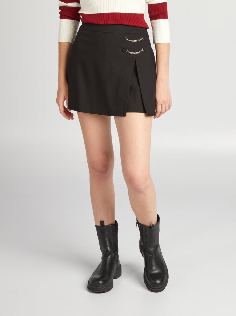 Jupe short à rayures noir - Kiabi
