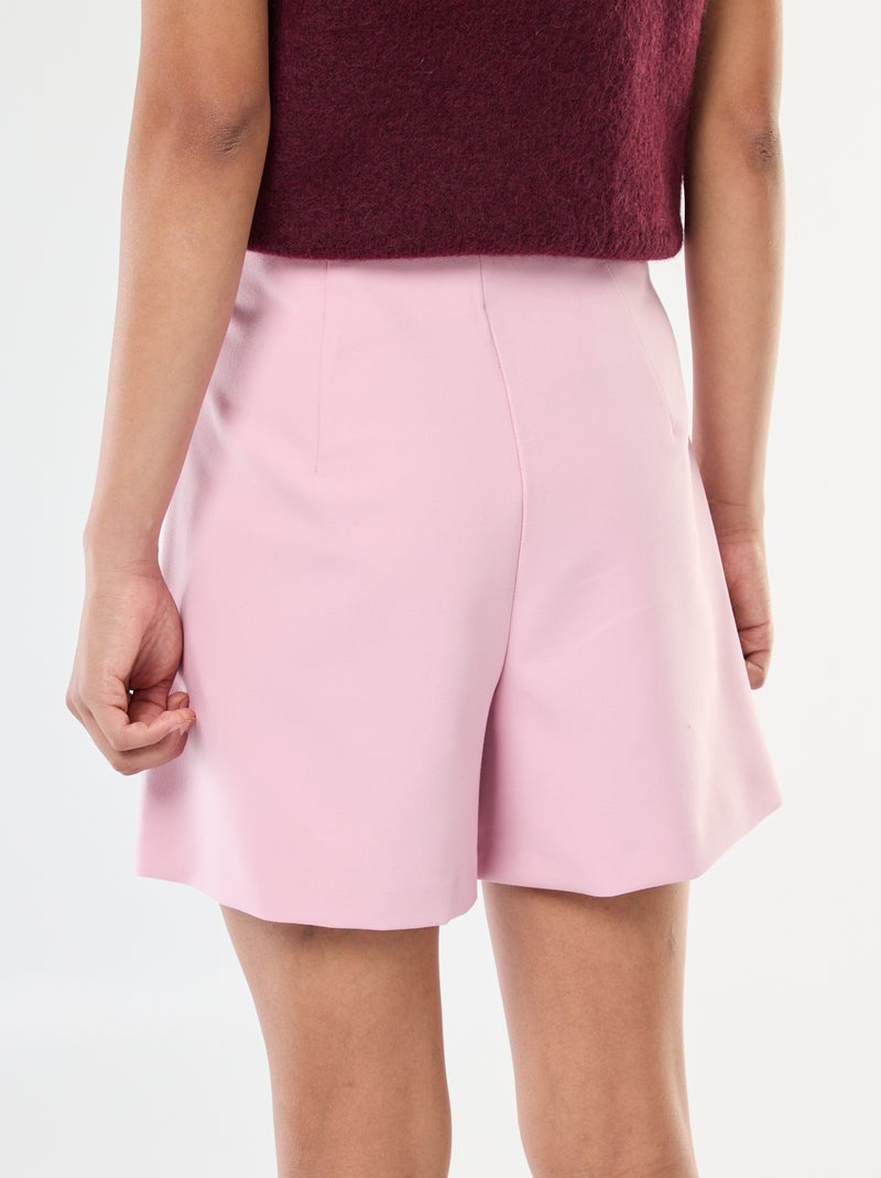 Jupe short asymétrique avec bouton doré Rose - Kiabi