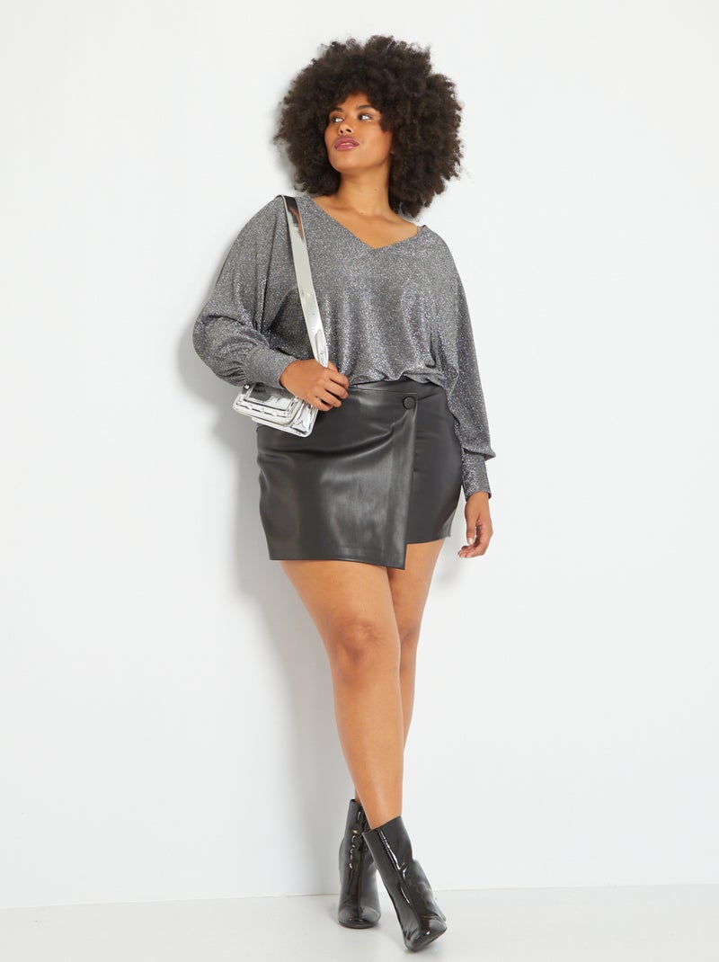 Jupe short asymétrique noir - Kiabi