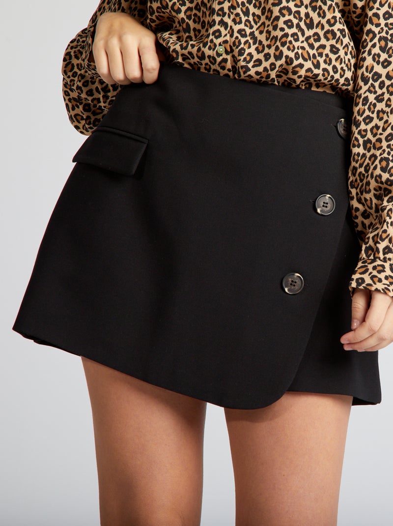 Jupe Boutonnée Noire à Fleurs - Taille S (36) - Style Été Décontracté - Neuf Sans Étiquette