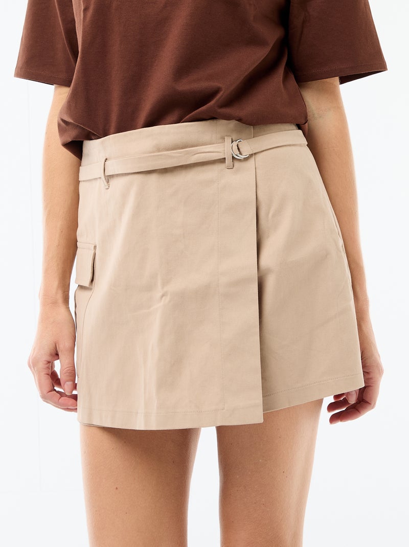 Jupe short courte avec ceinture Beige - Kiabi