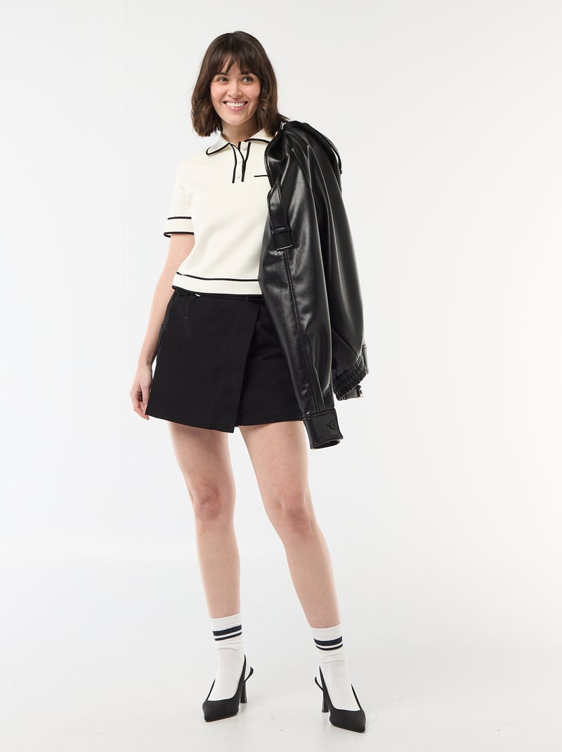 Jupe short courte avec ceinture Noir - Kiabi