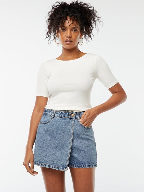 Jupe short courte en denim - Kiabi
