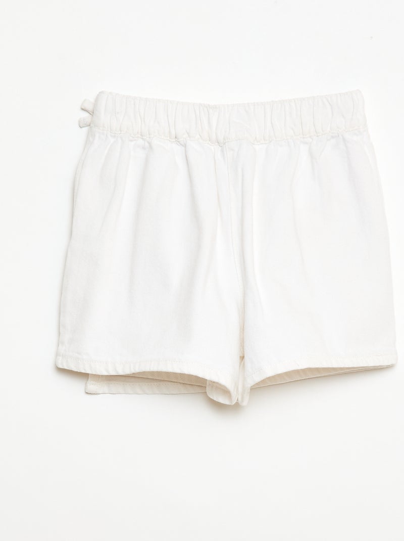 Jupe short courte en jean avec nœuds Blanc - Kiabi