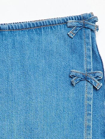Jupe short courte en jean avec nœuds
