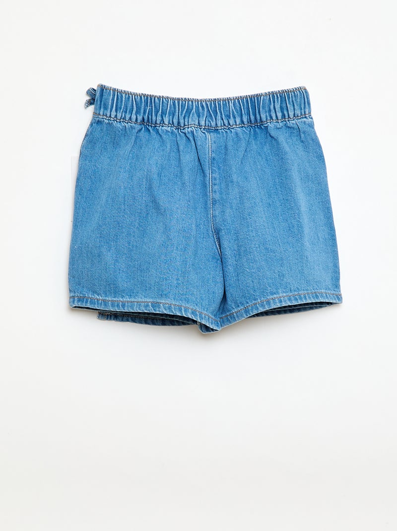Jupe short courte en jean avec nœuds Bleu - Kiabi