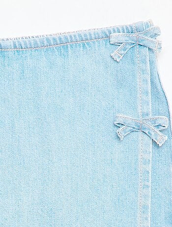 Jupe short courte en jean avec nœuds