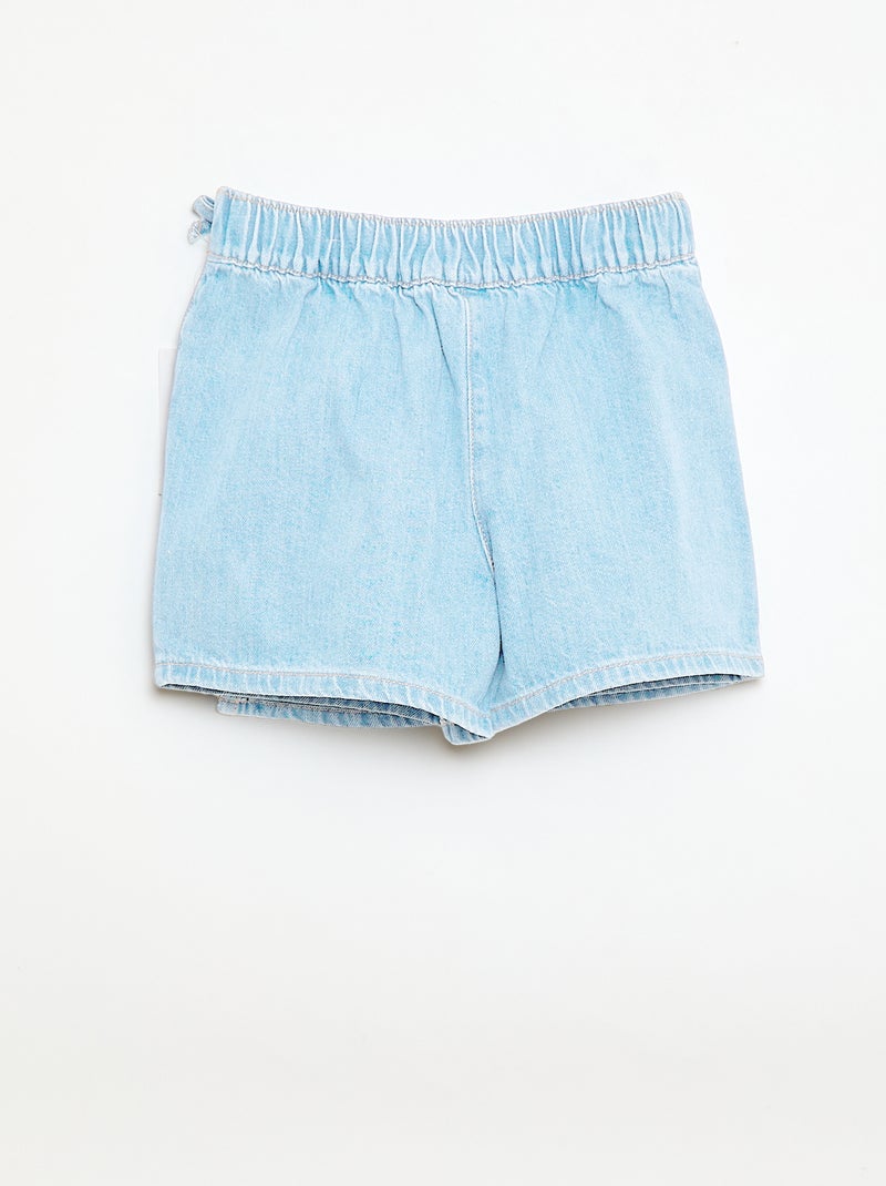 Jupe short courte en jean avec nœuds Bleu - Kiabi