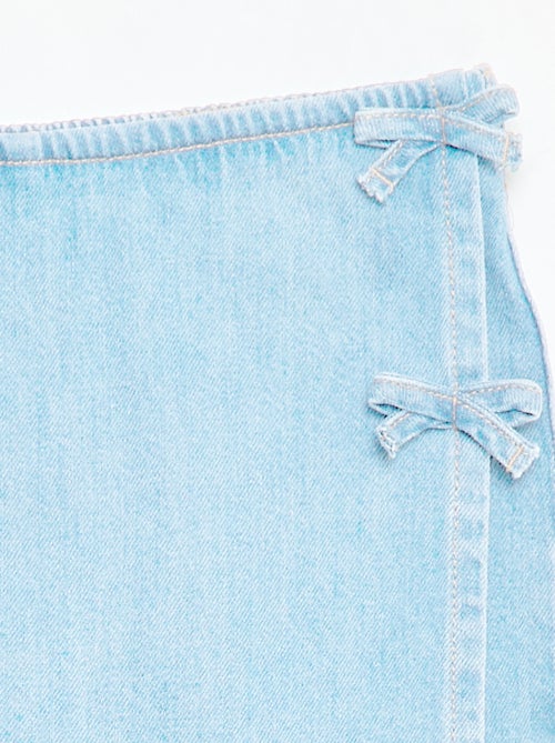 Jupe short courte en jean avec nœuds - Kiabi