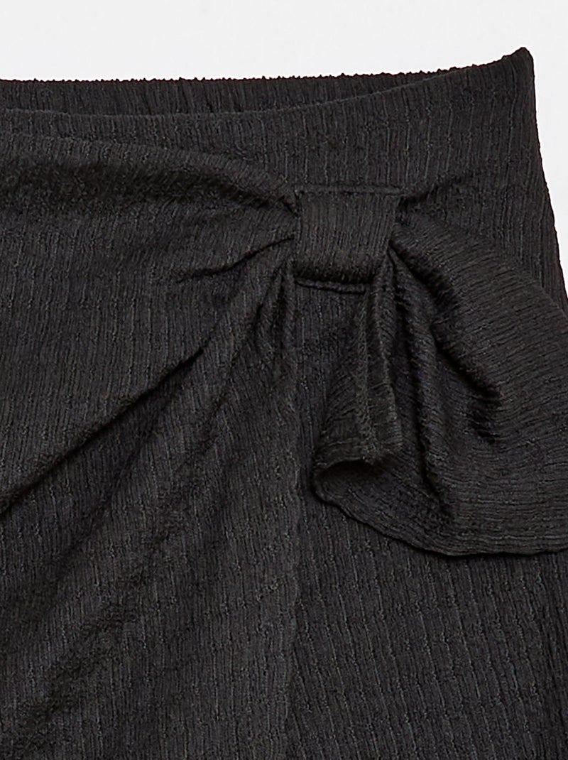 Jupe-short courte en maille légère unie Noir - Kiabi