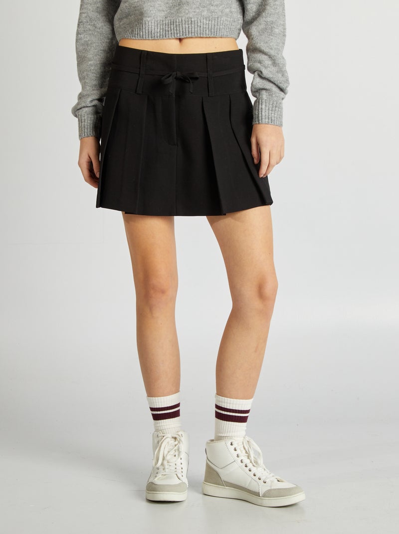 Jupe short courte plissée noir - Kiabi