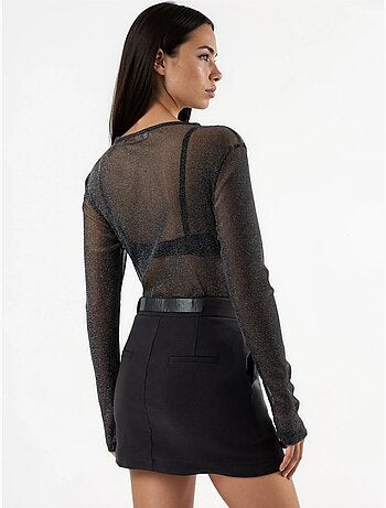 Jupe-short courte taille mi-haute avec fermeture éclair