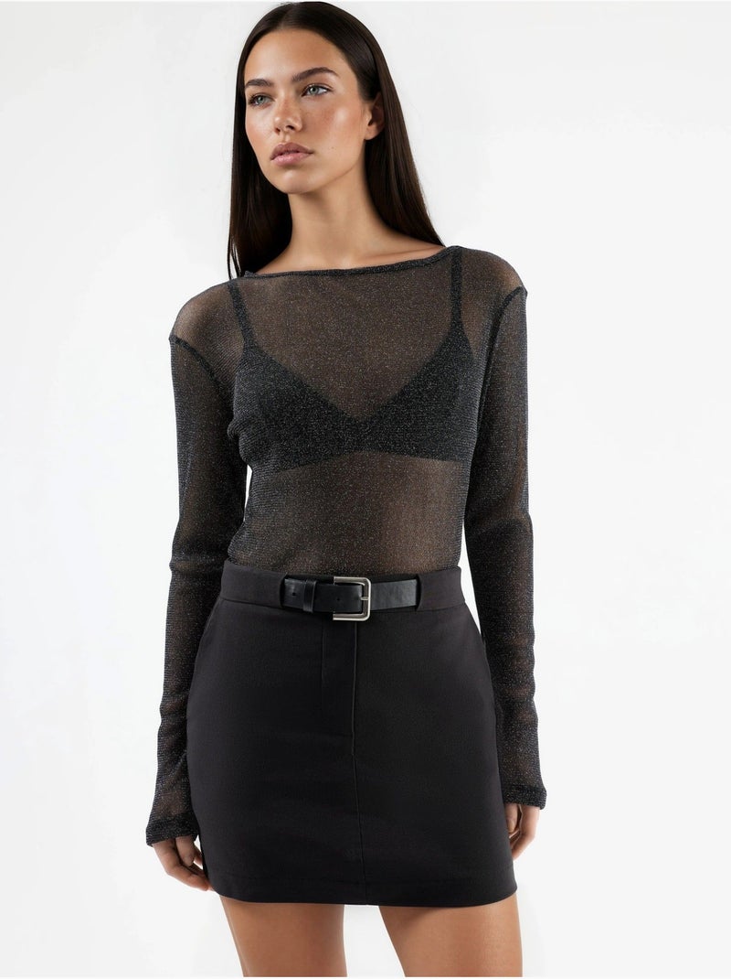 Jupe-short courte taille mi-haute avec fermeture éclair Noir - Kiabi