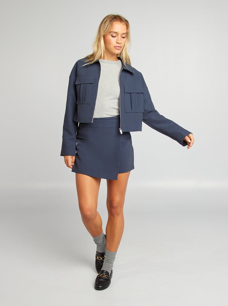 Jupe short courte unie Bleu marine - Kiabi