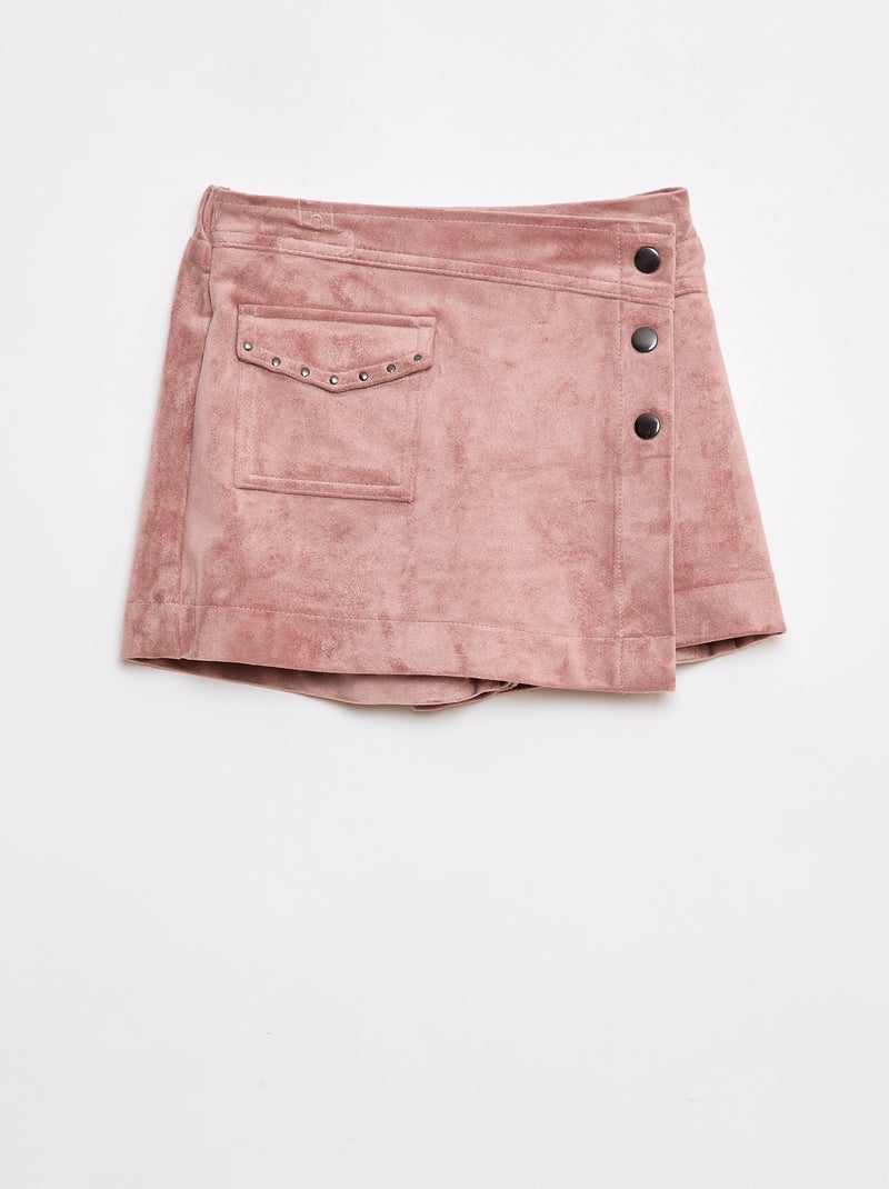 Jupe short courte unie en suédine Rose - Kiabi