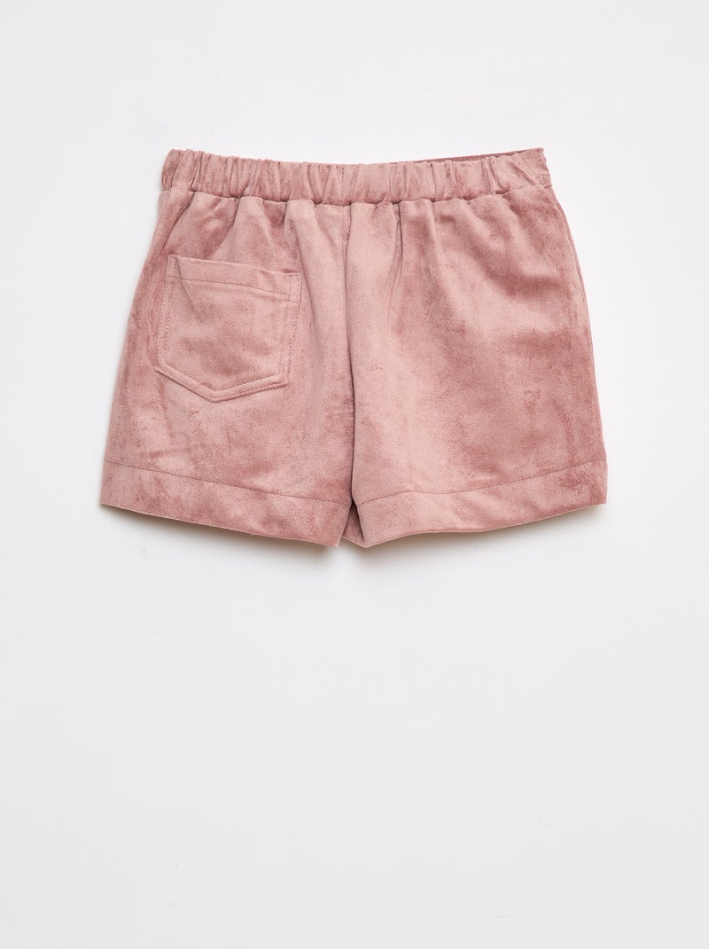 Jupe short courte unie en suédine Rose - Kiabi