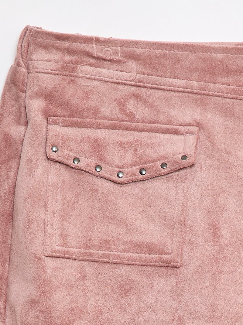 Jupe short courte unie en suédine Rose - Kiabi