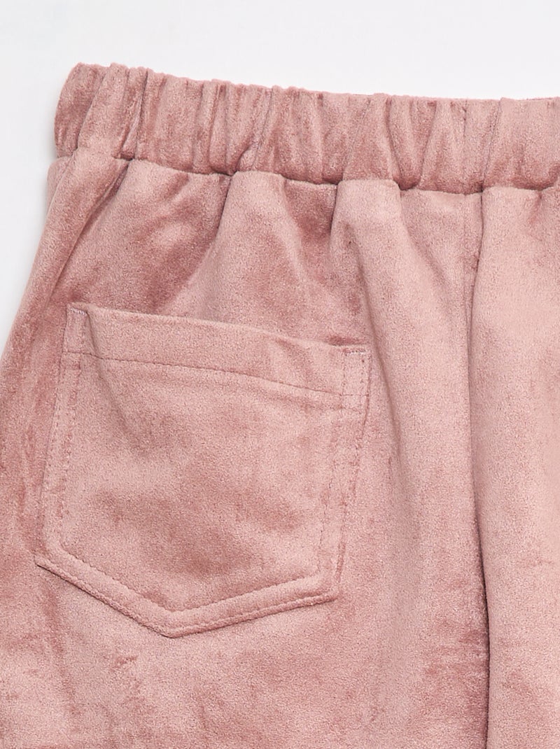 Jupe short courte unie en suédine Rose - Kiabi