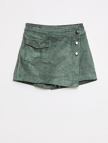 Jupe short courte unie en suédine