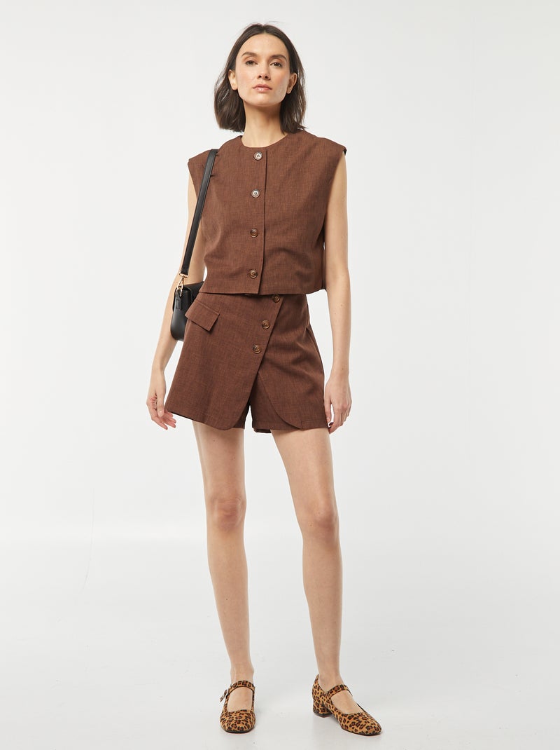 Jupe short courte unie marron - Kiabi