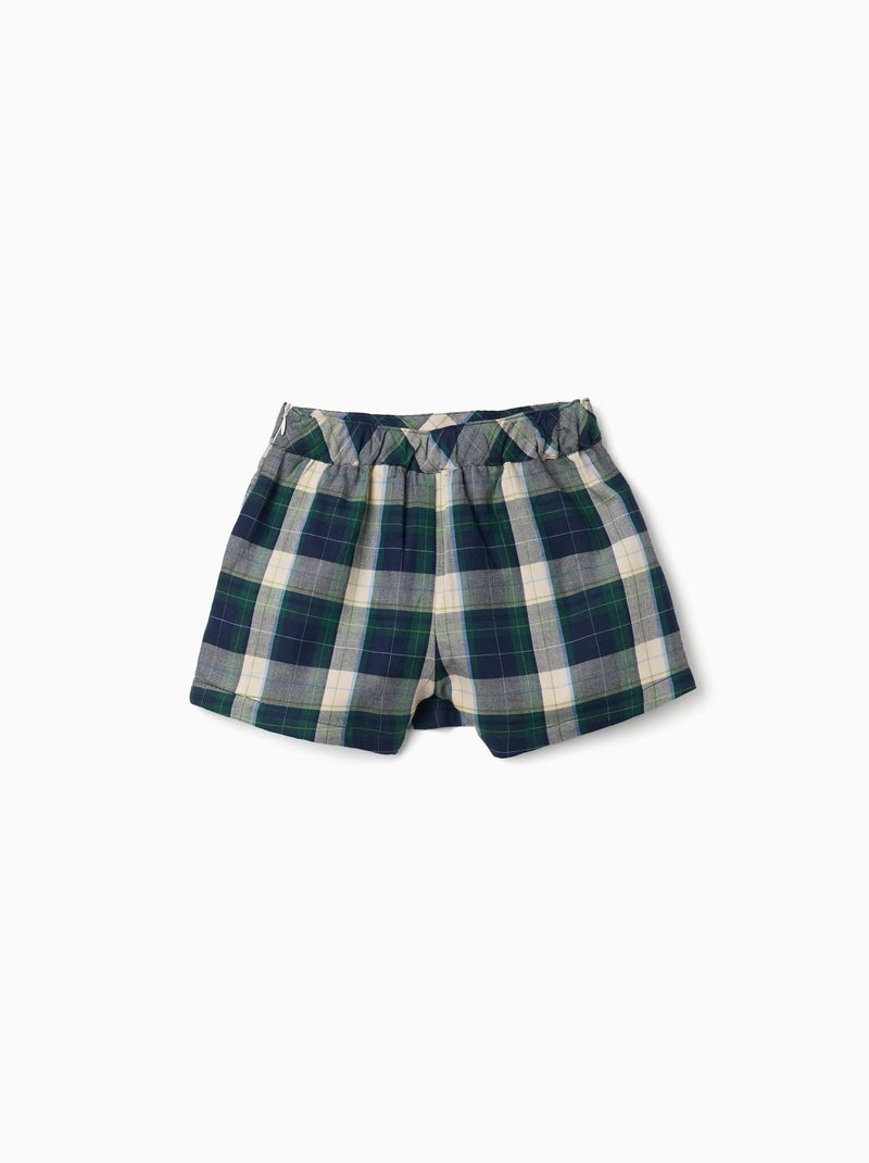 Jupe-short en coton à carreaux b&s Bleu foncé - Kiabi