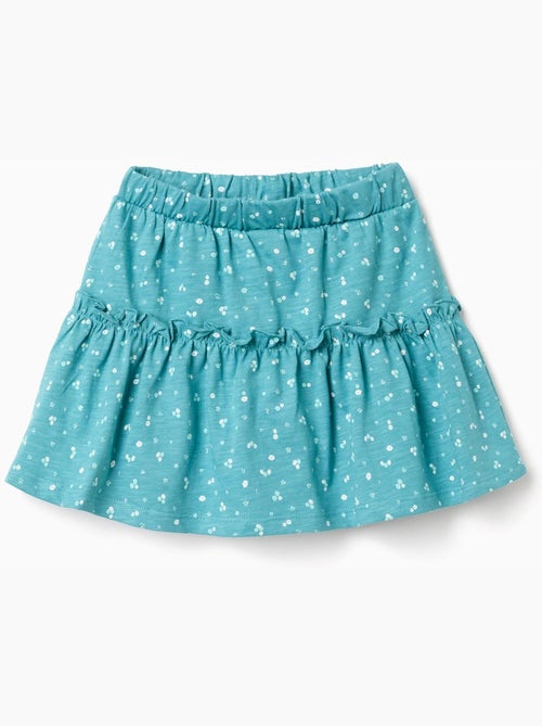Jupe-short en coton à motif floral et volants - Kiabi