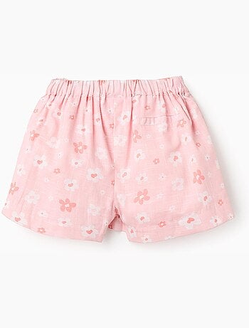 Jupe-short en coton avec motif floral et nœud