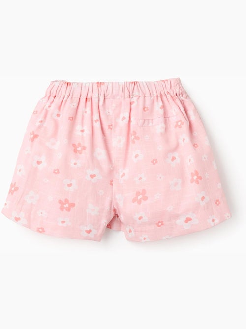 Jupe-short en coton avec motif floral et nœud - Kiabi