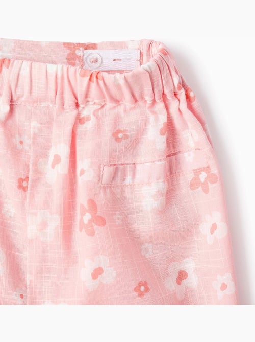 Jupe-short en coton avec motif floral et nœud - Kiabi