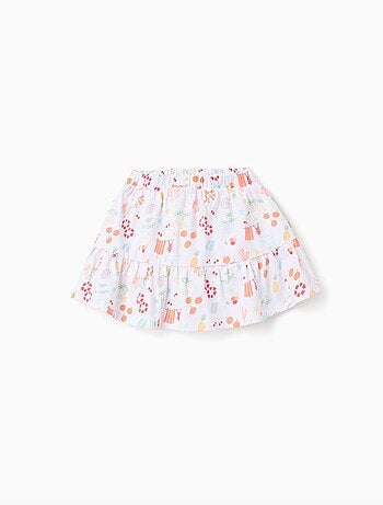 Jupe-short en coton avec motif plage et taille élastique