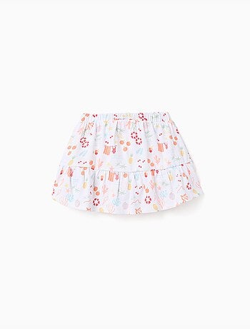 Jupe-short en coton avec motif plage et taille élastique
