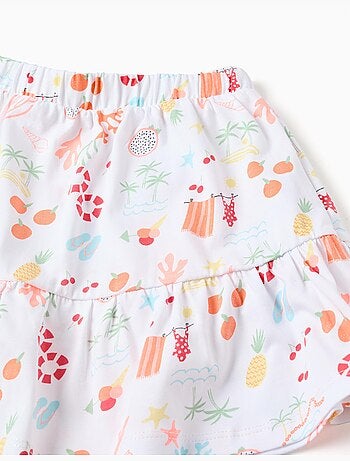 Jupe-short en coton avec motif plage et taille élastique