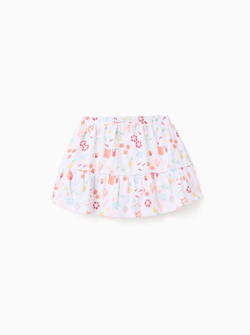 Jupe-short en coton avec motif plage et taille élastique - Kiabi
