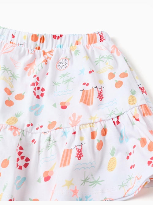 Jupe-short en coton avec motif plage et taille élastique - Kiabi