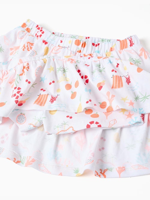 Jupe-short en coton avec motif plage et taille élastique - Kiabi