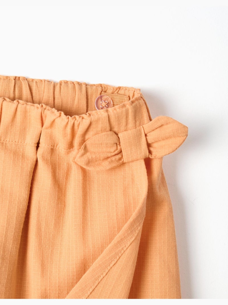 Jupe-short en coton avec nœud décoratif Jaune foncé - Kiabi