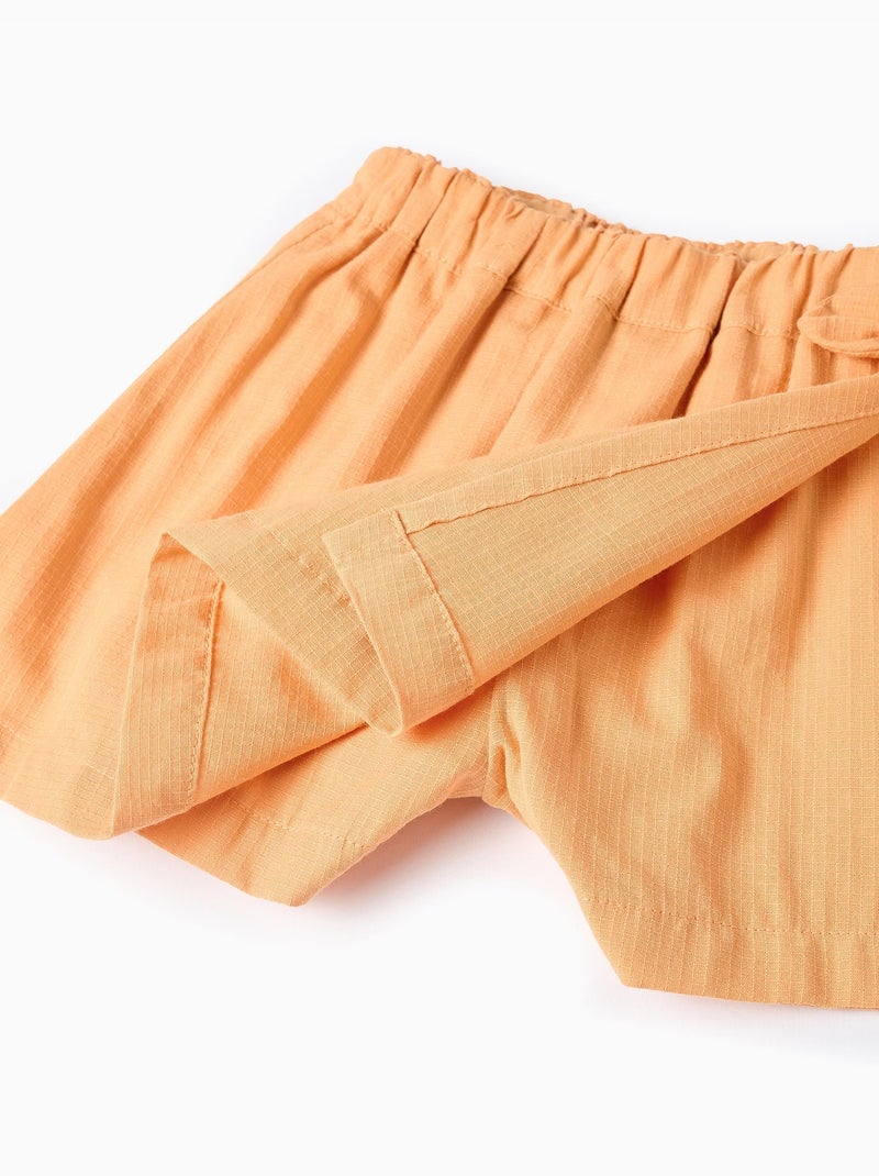 Jupe-short en coton avec nœud décoratif Jaune foncé - Kiabi