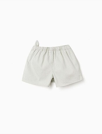 Jupe-short en coton avec rayures et nœud