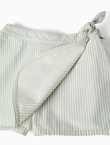 Jupe-short en coton avec rayures et nœud