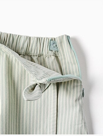 Jupe-short en coton avec rayures et nœud