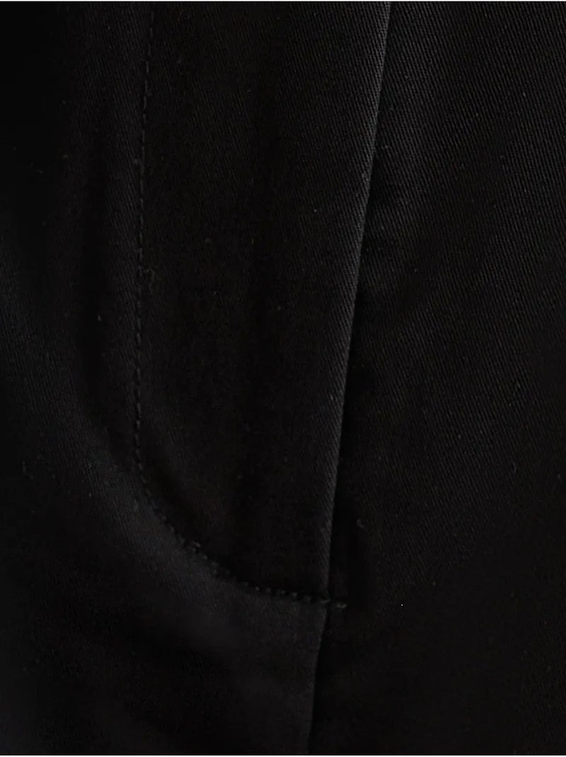 Jupe-short en coton taille mi-haute à plis sur le devant Noir - Kiabi