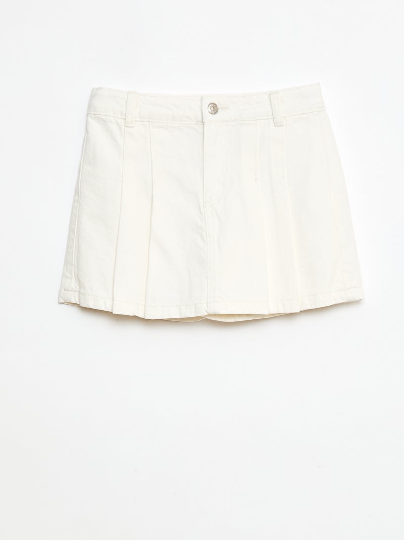 Jupe short en denim plissé blanc - Kiabi