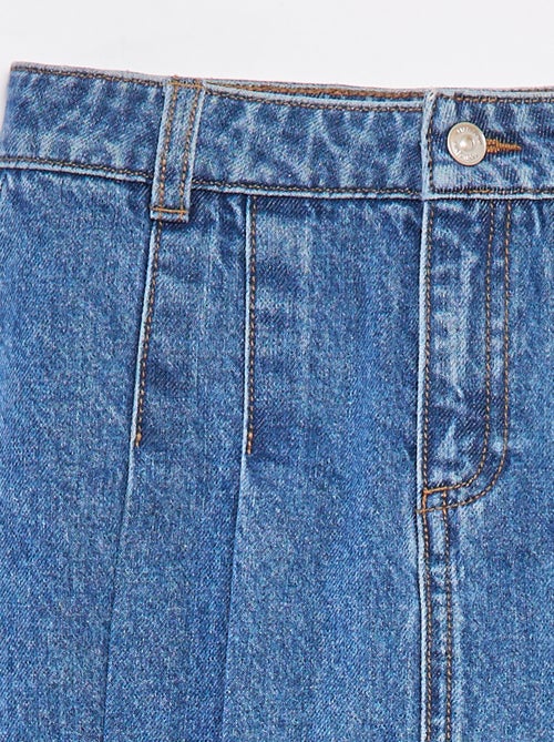 Jupe short en denim plissé - Kiabi