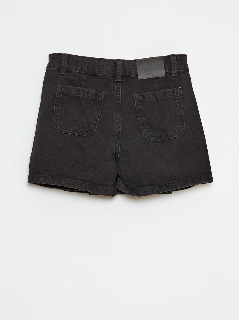 Jupe short en denim plissé Gris - Kiabi