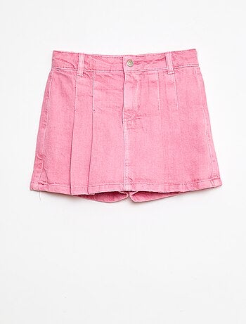 Jupe short en denim plissé