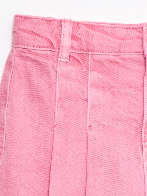 Jupe short en denim plissé - Kiabi